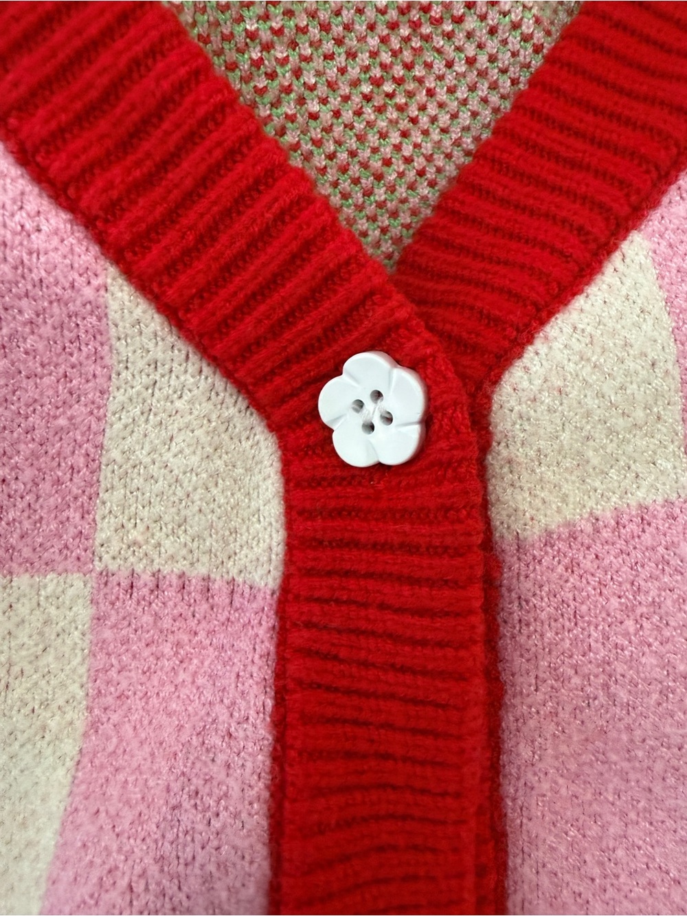 Strawberry Check Pink Button-Up Cardigan - Picture 3 of 6